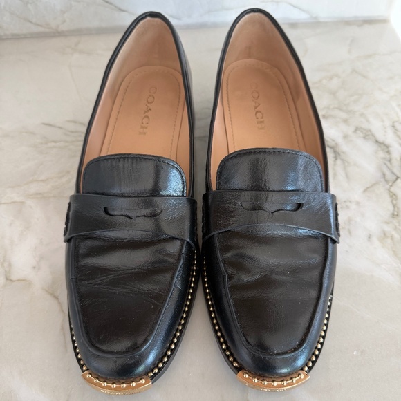 Coach Leather Loafers with Gold Metal Hardware Detail - Picture 2 of 4